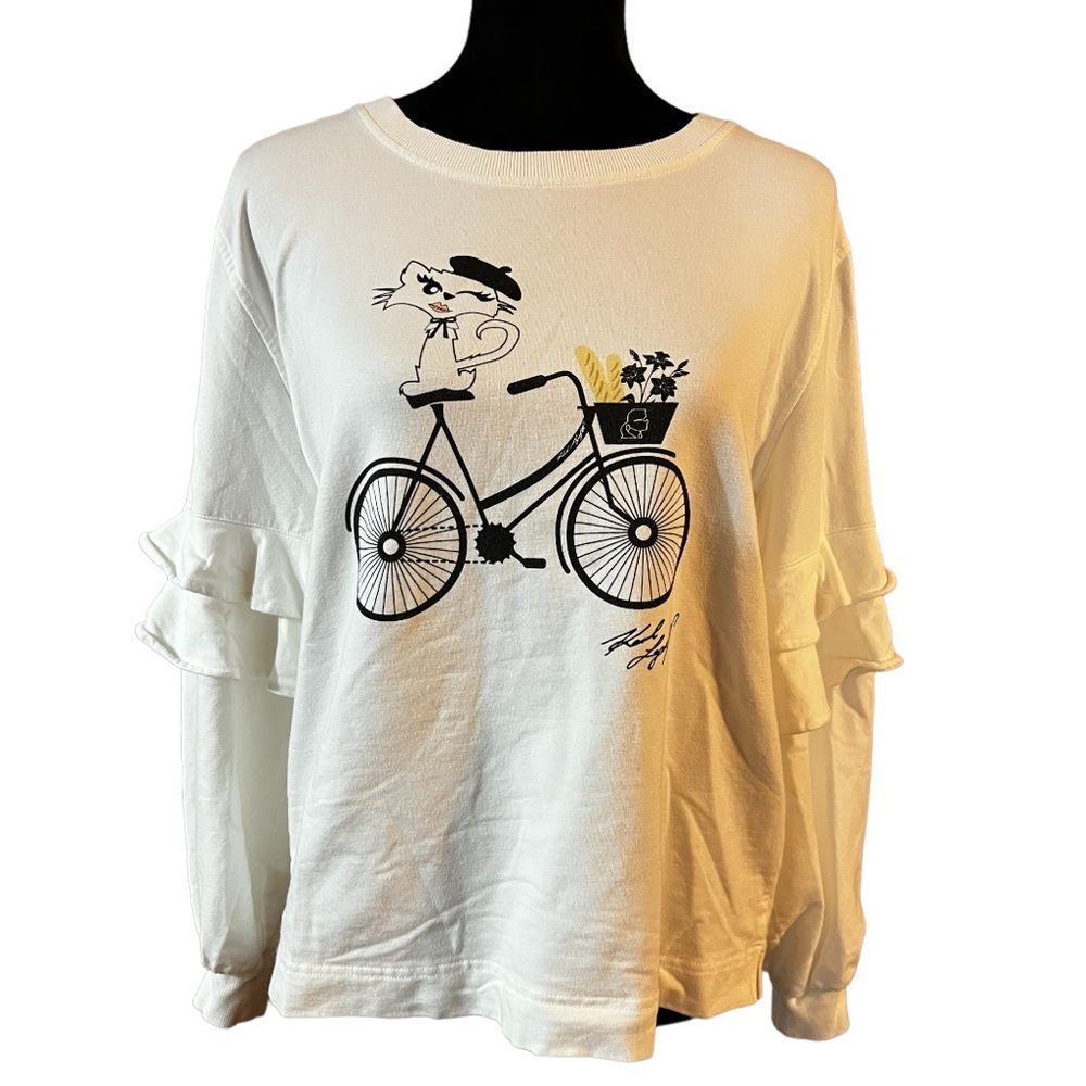 Karl Lagerfeld Graphic Crewneck Paris Cat Pullover Sweatshirt EUC Medium